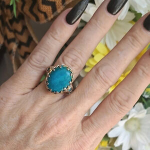 Premium Natural Peruvian Opalina & Malgache Neon Apatite Ring